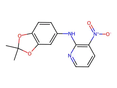 N-(2,2-dimethyl-1,3-benzodioxol-5-yl)-3-nitropyridin-2-amine structure