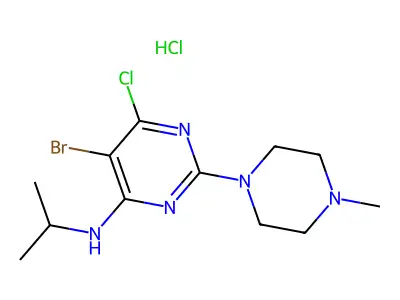 4-Pyrimidinamine, 5-bromo-6-chloro-N-(1-methylethyl)-2-(4-methyl-1-piperazinyl)-, monohydrochloride, hydrate structure