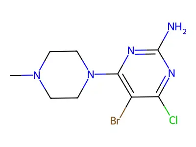 2-Pyrimidinamine, 5-bromo-4-chloro-6-(4-methyl-1-piperazinyl)- structure
