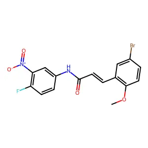 (E)-3-(5-bromo-2-methoxyphenyl)-N-(4-fluoro-3-nitrophenyl)prop-2-enamide structure