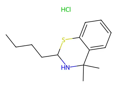 2-Butyl-4,4-dimethyl-3,4-dihydro-2H-1,3-benzothiazine--hydrogen chloride (1/1) structure