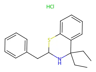 2-Benzyl-4,4-diethyl-3,4-dihydro-2H-1,3-benzothiazine--hydrogen chloride (1/1) structure