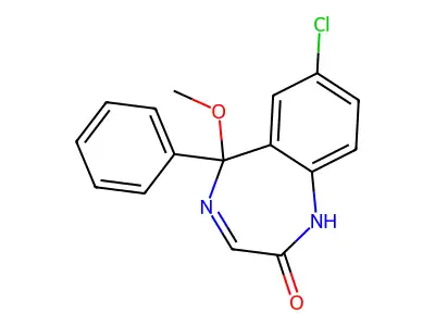 7-Chloro-5-methoxy-5-phenyl-1,5-dihydro-2H-1,4-benzodiazepin-2-one structure