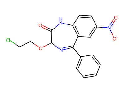 2H-1,4-Benzodiazepin-2-one, 1,3-dihydro-3-(2-chloroethoxy)-7-nitro-5-phenyl- structure
