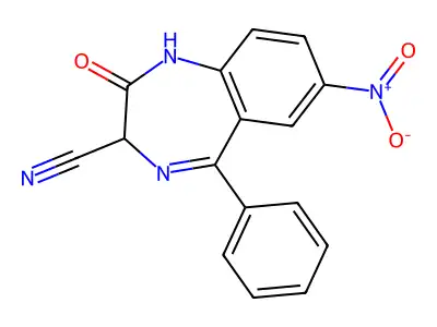1H-1,4-Benzodiazepine-3-carbonitrile, 2,3-dihydro-7-nitro-2-oxo-5-phenyl- structure