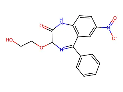 2H-1,4-Benzodiazepin-2-one, 1,3-dihydro-3-(2-hydroxyethoxy)-7-nitro-5-phenyl- structure