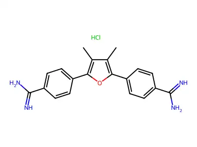 3,4-Dimethyl-2,5-bis(4-amidinophenyl)furan structure