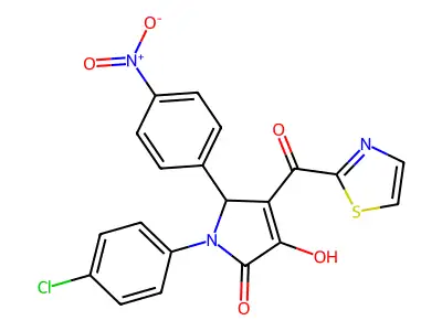 1-(4-chlorophenyl)-4-hydroxy-2-(4-nitrophenyl)-3-(1,3-thiazole-2-carbonyl)-2H-pyrrol-5-one structure