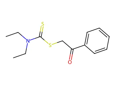 Diethyl-dithiocarbamic acid 2-oxo-2-phenyl-ethyl ester structure
