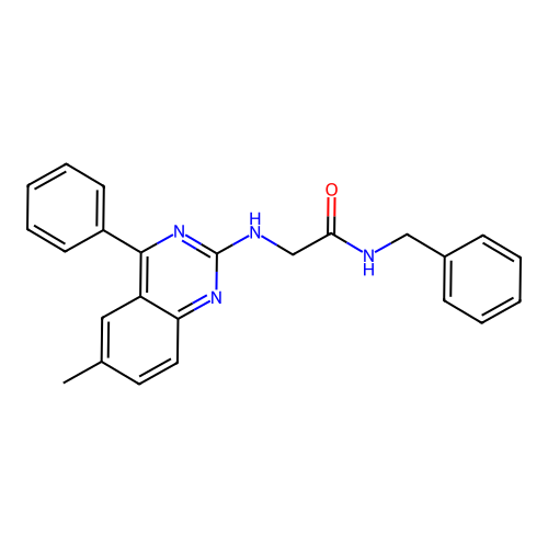 2-[(6-methyl-4-phenylquinazolin-2-yl)amino]-N-benzylacetamide structure
