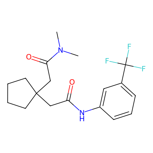 2-[1-[2-(dimethylamino)-2-oxoethyl]cyclopentyl]-N-[3-(trifluoromethyl)phenyl]acetamide structure