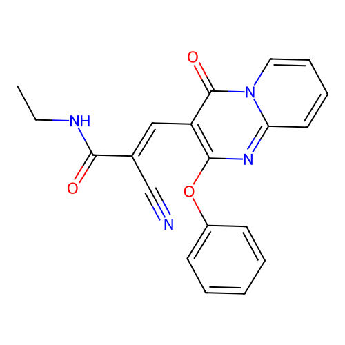 (2E)-2-cyano-N-ethyl-3-(4-oxo-2-phenoxy-4H-pyrido[1,2-a]pyrimidin-3-yl)prop-2-enamide structure
