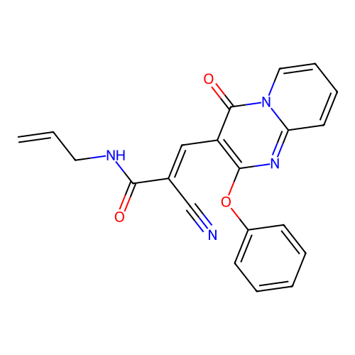 (E)-2-cyano-3-(4-oxo-2-phenoxypyrido[1,2-a]pyrimidin-3-yl)-N-prop-2-enylprop-2-enamide structure