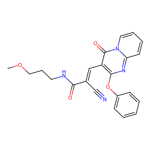 (2E)-2-cyano-N-(3-methoxypropyl)-3-(4-oxo-2-phenoxy-4H-pyrido[1,2-a]pyrimidin-3-yl)prop-2-enamide structure
