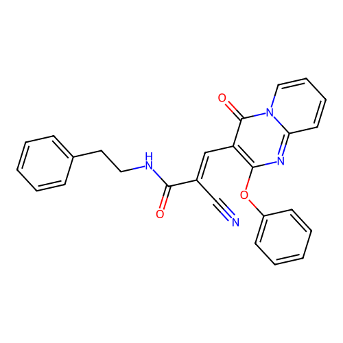 (E)-2-cyano-3-(4-oxo-2-phenoxy-4H-pyrido[1,2-a]pyrimidin-3-yl)-N-phenethylacrylamide structure