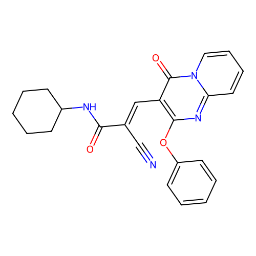 (E)-2-cyano-N-cyclohexyl-3-(4-oxo-2-phenoxy-4H-pyrido[1,2-a]pyrimidin-3-yl)acrylamide structure