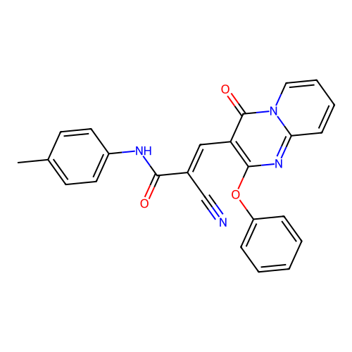 (E)-2-cyano-3-(4-oxo-2-phenoxy-4H-pyrido[1,2-a]pyrimidin-3-yl)-N-(p-tolyl)acrylamide structure