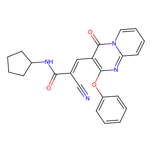 (E)-2-cyano-N-cyclopentyl-3-(4-oxo-2-phenoxy-4H-pyrido[1,2-a]pyrimidin-3-yl)acrylamide structure