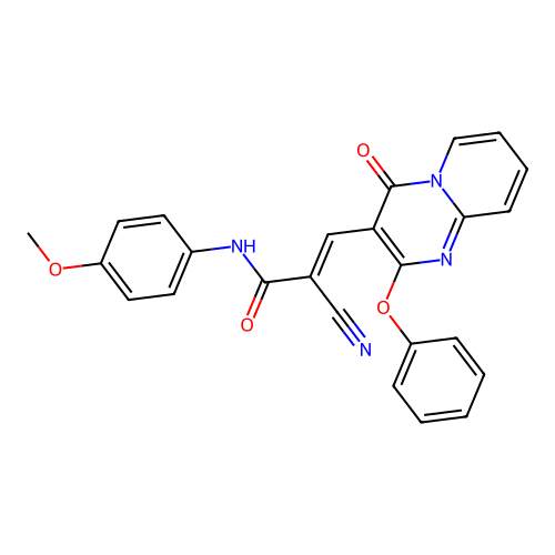 (2E)-2-cyano-N-(4-methoxyphenyl)-3-(4-oxo-2-phenoxy-4H-pyrido[1,2-a]pyrimidin-3-yl)prop-2-enamide structure