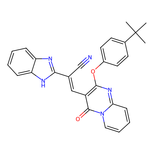 (2E)-2-(1H-1,3-BENZODIAZOL-2-YL)-3-[2-(4-TERT-BUTYLPHENOXY)-4-OXO-4H-PYRIDO[1,2-A]PYRIMIDIN-3-YL]PROP-2-ENENITRILE structure