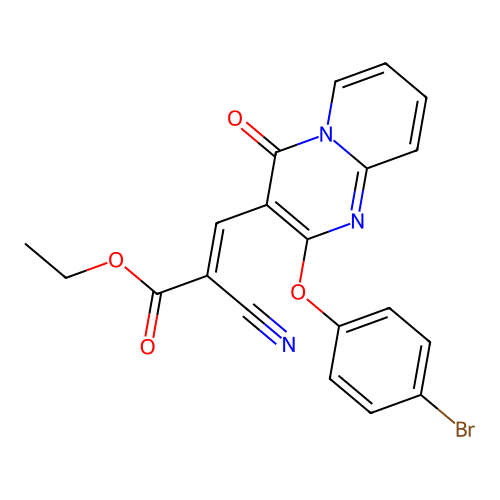 ethyl (2E)-3-[2-(4-bromophenoxy)-4-oxo-4H-pyrido[1,2-a]pyrimidin-3-yl]-2-cyanoprop-2-enoate structure