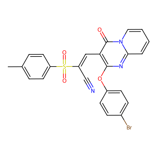 (E)-3-(2-(4-bromophenoxy)-4-oxo-4H-pyrido[1,2-a]pyrimidin-3-yl)-2-tosylacrylonitrile structure