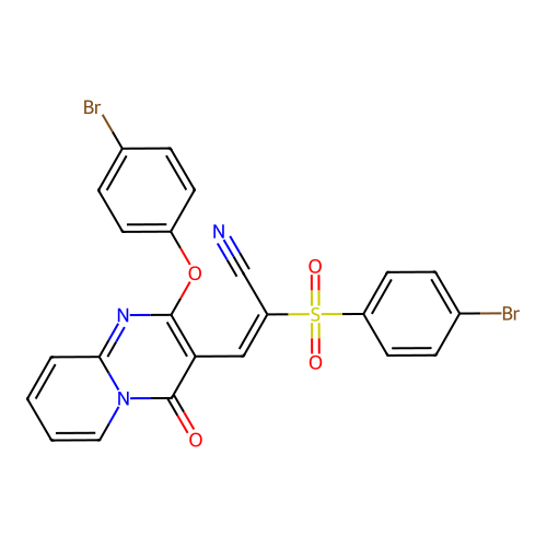 (E)-3-(2-(4-bromophenoxy)-4-oxo-4H-pyrido[1,2-a]pyrimidin-3-yl)-2-((4-bromophenyl)sulfonyl)acrylonitrile structure