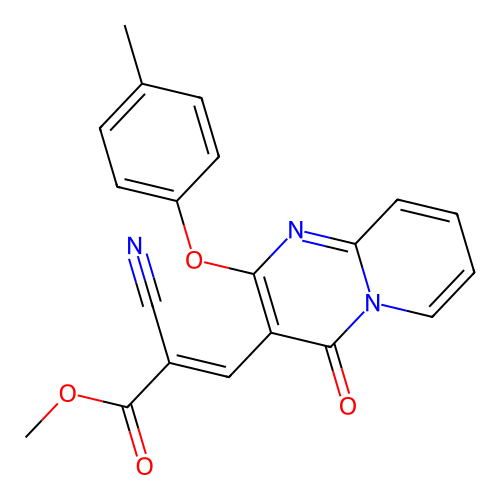 (E)-methyl 2-cyano-3-(4-oxo-2-(p-tolyloxy)-4H-pyrido[1,2-a]pyrimidin-3-yl)acrylate structure