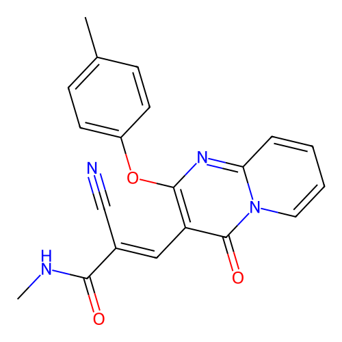 (2E)-2-cyano-N-methyl-3-[2-(4-methylphenoxy)-4-oxo-4H-pyrido[1,2-a]pyrimidin-3-yl]prop-2-enamide structure