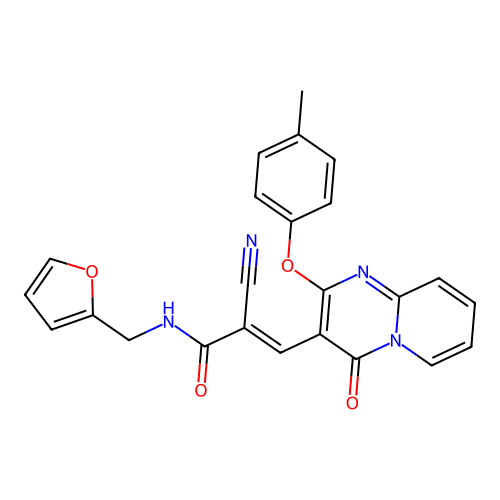 (2E)-2-cyano-N-(furan-2-ylmethyl)-3-[2-(4-methylphenoxy)-4-oxo-4H-pyrido[1,2-a]pyrimidin-3-yl]prop-2-enamide structure