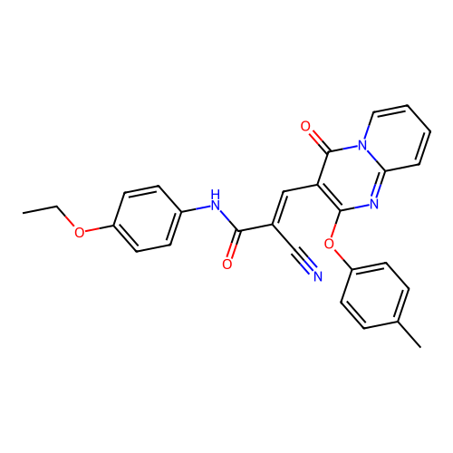 (2E)-2-cyano-N-(4-ethoxyphenyl)-3-[2-(4-methylphenoxy)-4-oxo-4H-pyrido[1,2-a]pyrimidin-3-yl]prop-2-enamide structure