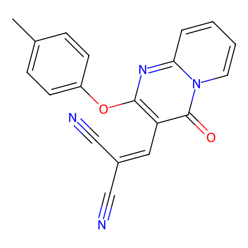{[2-(4-methylphenoxy)-4-oxo-4H-pyrido[1,2-a]pyrimidin-3-yl]methylidene}propanedinitrile structure