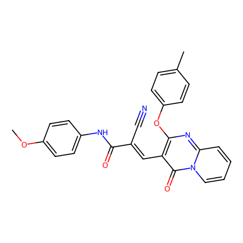 (2E)-2-cyano-N-(4-methoxyphenyl)-3-[2-(4-methylphenoxy)-4-oxo-4H-pyrido[1,2-a]pyrimidin-3-yl]prop-2-enamide structure
