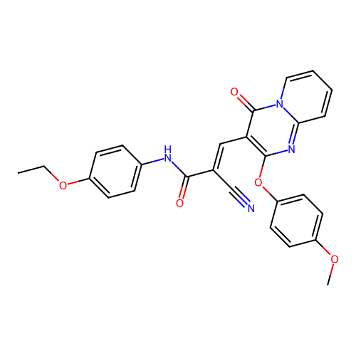 (2E)-2-cyano-N-(4-ethoxyphenyl)-3-[2-(4-methoxyphenoxy)-4-oxo-4H-pyrido[1,2-a]pyrimidin-3-yl]prop-2-enamide structure