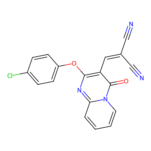 {[2-(4-chlorophenoxy)-4-oxo-4H-pyrido[1,2-a]pyrimidin-3-yl]methylidene}propanedinitrile structure
