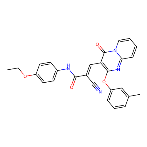 (2E)-2-cyano-N-(4-ethoxyphenyl)-3-[2-(3-methylphenoxy)-4-oxo-4H-pyrido[1,2-a]pyrimidin-3-yl]prop-2-enamide structure