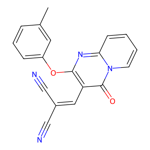 {[2-(3-methylphenoxy)-4-oxo-4H-pyrido[1,2-a]pyrimidin-3-yl]methylidene}propanedinitrile structure