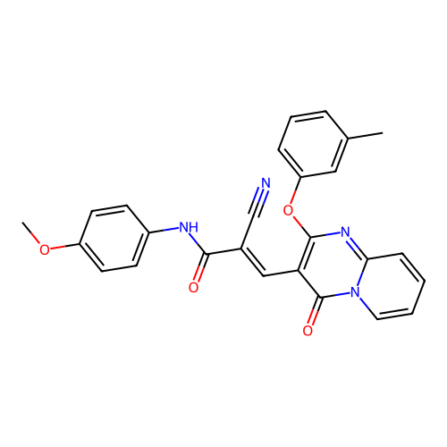 (2E)-2-cyano-N-(4-methoxyphenyl)-3-[2-(3-methylphenoxy)-4-oxo-4H-pyrido[1,2-a]pyrimidin-3-yl]prop-2-enamide structure