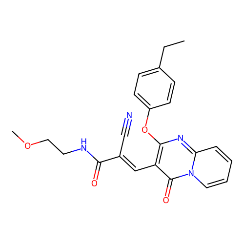 (2E)-2-cyano-3-[2-(4-ethylphenoxy)-4-oxo-4H-pyrido[1,2-a]pyrimidin-3-yl]-N-(2-methoxyethyl)prop-2-enamide structure