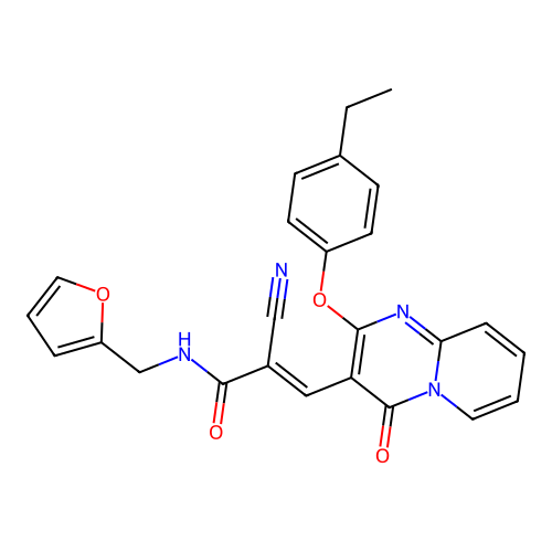 (2E)-2-cyano-3-[2-(4-ethylphenoxy)-4-oxo-4H-pyrido[1,2-a]pyrimidin-3-yl]-N-(furan-2-ylmethyl)prop-2-enamide structure