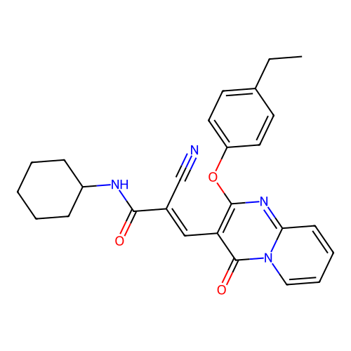 (2E)-2-cyano-N-cyclohexyl-3-[2-(4-ethylphenoxy)-4-oxo-4H-pyrido[1,2-a]pyrimidin-3-yl]prop-2-enamide structure