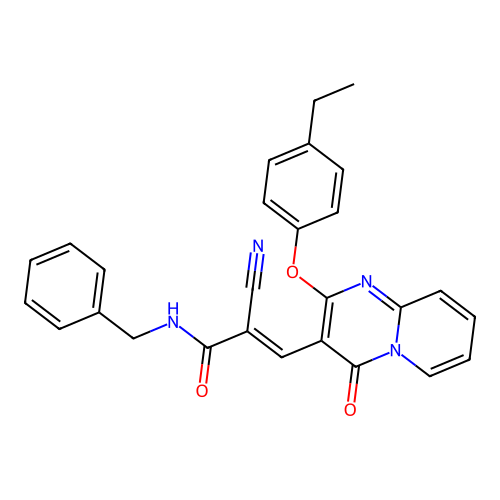 (2E)-N-benzyl-2-cyano-3-[2-(4-ethylphenoxy)-4-oxo-4H-pyrido[1,2-a]pyrimidin-3-yl]prop-2-enamide structure