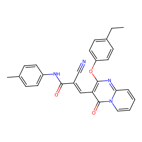 (2E)-2-cyano-3-[2-(4-ethylphenoxy)-4-oxo-4H-pyrido[1,2-a]pyrimidin-3-yl]-N-(4-methylphenyl)prop-2-enamide structure