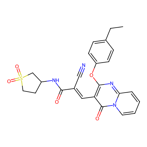 (2E)-2-cyano-N-(1,1-dioxidotetrahydrothiophen-3-yl)-3-[2-(4-ethylphenoxy)-4-oxo-4H-pyrido[1,2-a]pyrimidin-3-yl]prop-2-enamide structure