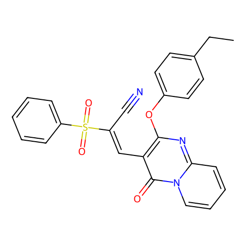 (2E)-2-(BENZENESULFONYL)-3-[2-(4-ETHYLPHENOXY)-4-OXO-4H-PYRIDO[1,2-A]PYRIMIDIN-3-YL]PROP-2-ENENITRILE structure