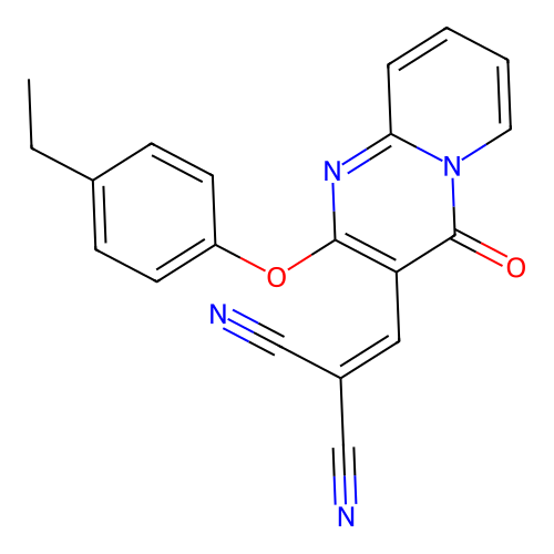{[2-(4-ethylphenoxy)-4-oxo-4H-pyrido[1,2-a]pyrimidin-3-yl]methylidene}propanedinitrile structure