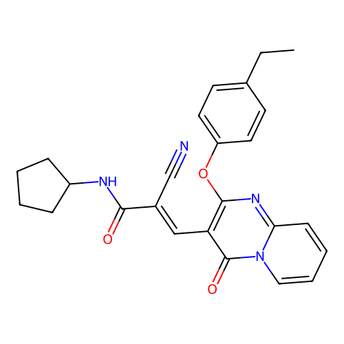 (2E)-2-cyano-N-cyclopentyl-3-[2-(4-ethylphenoxy)-4-oxo-4H-pyrido[1,2-a]pyrimidin-3-yl]prop-2-enamide structure