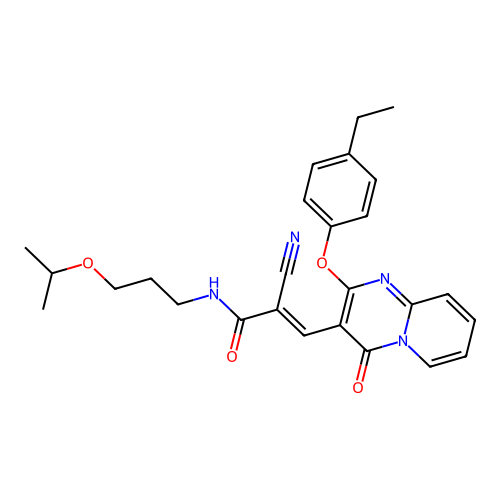 (2E)-2-cyano-3-[2-(4-ethylphenoxy)-4-oxo-4H-pyrido[1,2-a]pyrimidin-3-yl]-N-[3-(propan-2-yloxy)propyl]prop-2-enamide structure