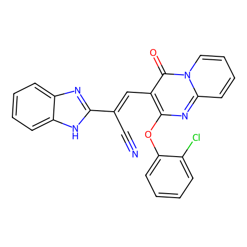 (2E)-2-(1H-1,3-BENZODIAZOL-2-YL)-3-[2-(2-CHLOROPHENOXY)-4-OXO-4H-PYRIDO[1,2-A]PYRIMIDIN-3-YL]PROP-2-ENENITRILE structure