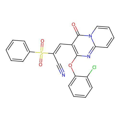 (E)-3-(2-(2-chlorophenoxy)-4-oxo-4H-pyrido[1,2-a]pyrimidin-3-yl)-2-(phenylsulfonyl)acrylonitrile structure